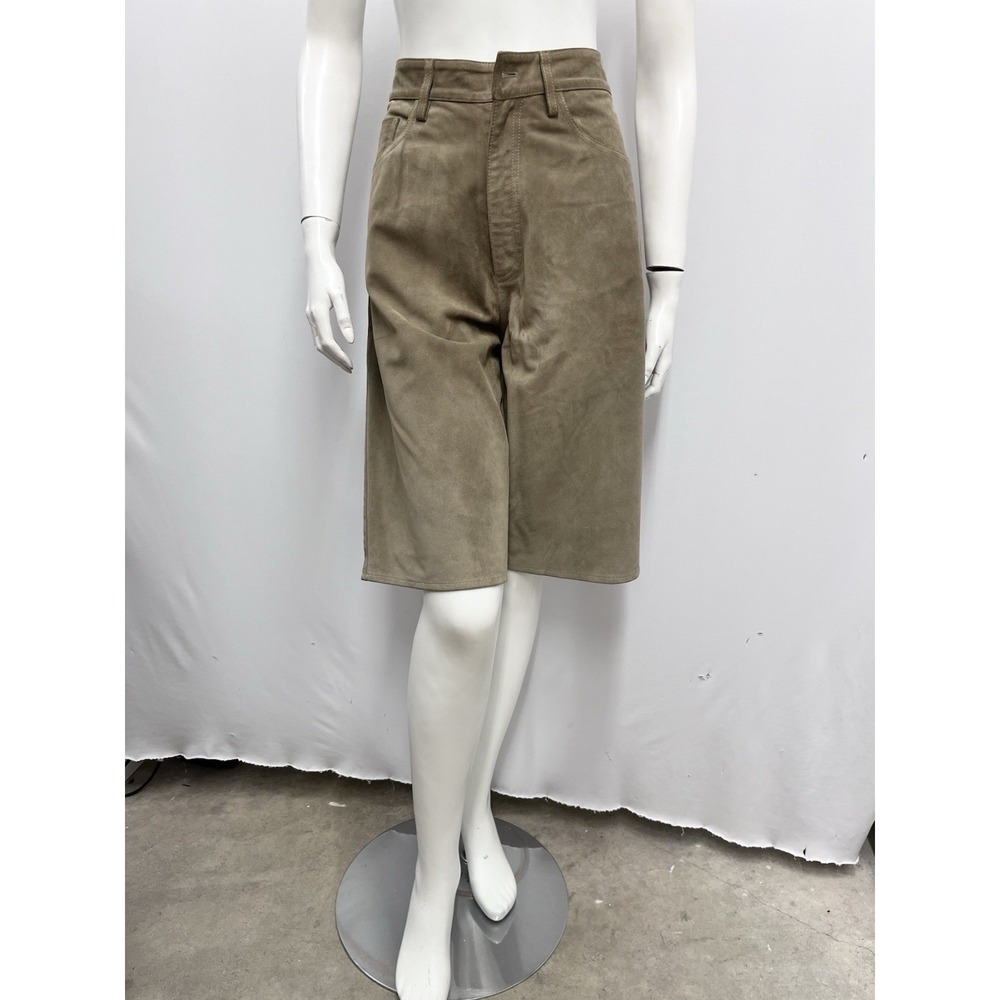 Trussardi Suede Long Shorts Khaki Taupe Tone Size 10 - Picture 4 of 8